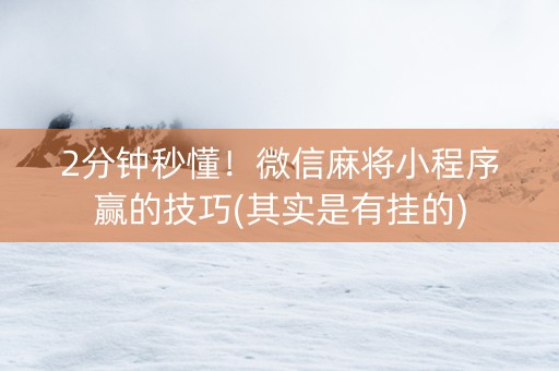 微信麻将究竟有没有挂(其实确实有挂)